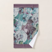 Floralplum, Aquamarin, weich, mit Pflaumenrahmen Badhandtuch Set (Handtuch)