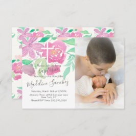 Florals-Aquarell-Taufe Einladung