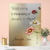 Florals auf Gold Akryllische Zeichen Acrylschild (Hochzeit)