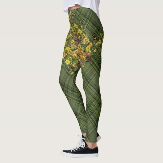 Florals auf Kariert Leggings (Links)