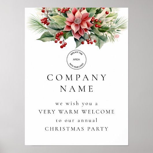 Florals Berry Welcome Company Weihnachts-Party Poster (Vorne)