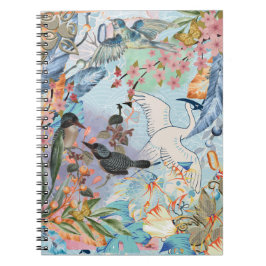 Florals Birds Blue Shades Spiral Foto Notebook Notizblock
