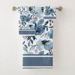 Florals Blue Cabbage Rose Handtuch Badhandtuch Set