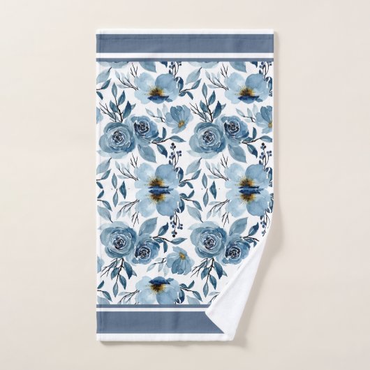 Florals Blue Cabbage Rose Handtuch Badhandtuch Set (Handtuch)