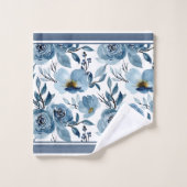 Florals Blue Cabbage Rose Handtuch Badhandtuch Set (Waschlappen)