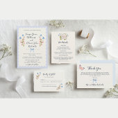 Florals Blue Romantic Garden Wedding Einladung