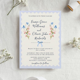 Florals Blue Romantic Garden Wedding Einladung