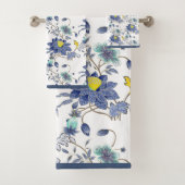 Florals Blue & Yellow Badhandtuch Set (Insitu)