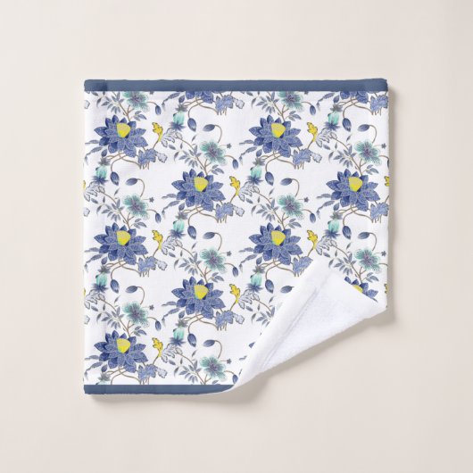 Florals Blue & Yellow Badhandtuch Set (Waschlappen)
