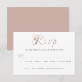 Florals Blush Pink Foliage Wasserfarbe Elegant RSVP Karte