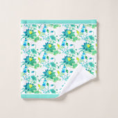 Florals Bright Blues Yellow on White Badhandtuch Set (Waschlappen)