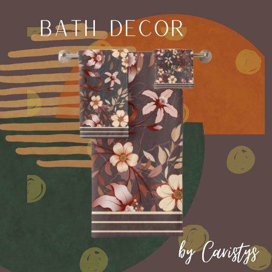 Florals Brown & Peach Badhandtuch Set