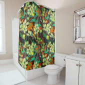 Florals Brown, Rost, Aquamarin Duschvorhang (Beispiel)