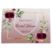 Florals burgundy Cinnamon Rose Brautparty Große Geschenktüte (Vorderseite)