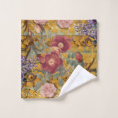 Florals Elegant mit Aquamarin, braun, Elfenbeinküs Badhandtuch Set (Waschlappen)