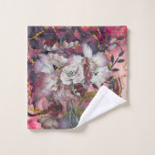 Florals Elegante Burgandy Shades mit Gold Badhandtuch Set (Waschlappen)