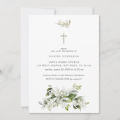 Florals Elegante Grüne Taufe Einladung (Vorderseite)