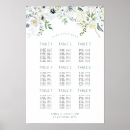 Florals Eukalyptus 9 Tische 90 Gästekarte Poster