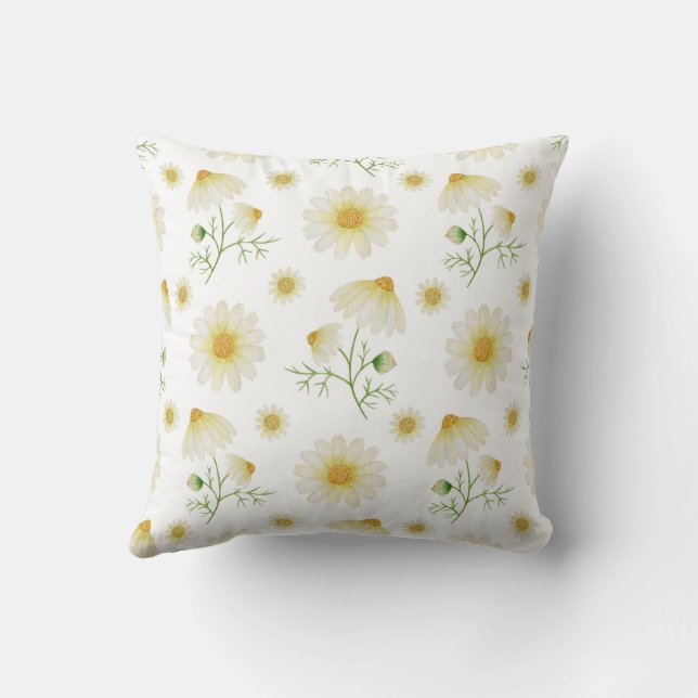 Florals Farmhouse Deco Daisy Throw Kissen (Rückseite)