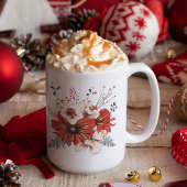 Florals Foliage Red Creme Name Kaffeetasse