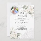Florals Foto 25. Hochzeitstag Einladung (Vorderseite)