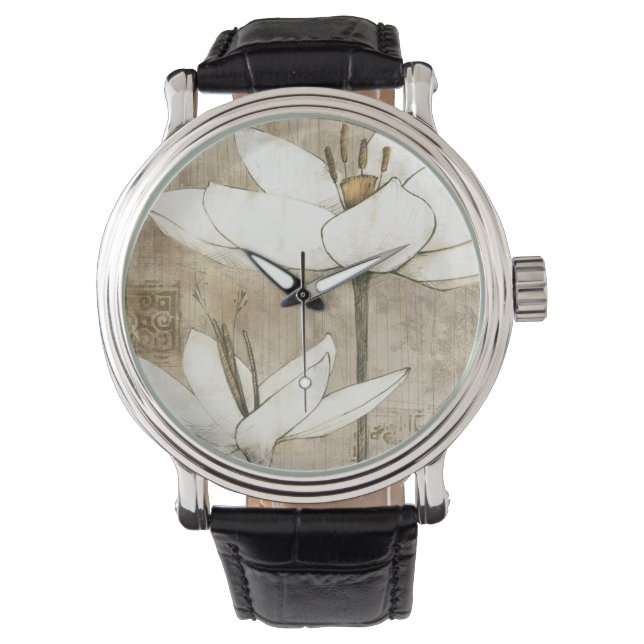 Florals Gezeichnet von Pencil Armbanduhr (Vorderseite)