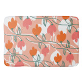 Florals Hand gezeichnete botanische Muster Orange Badematte (Vorderseite)