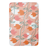 Florals Hand gezeichnete botanische Muster Orange Badematte (Vorderseite Vertikal)