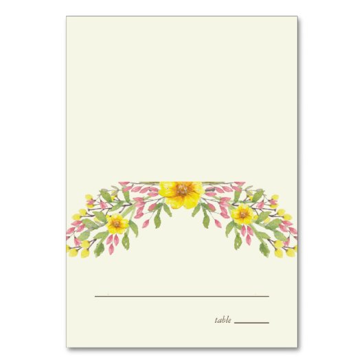 Florals | Hochzeitbegleiter-Platzkarte Tischnummer (Vorderseite)