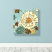 Florals in Blau und Weiß dekoriert Leinwanddruck (Insitu (Holzboden))