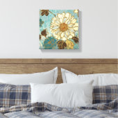 Florals in Blau und Weiß dekoriert Leinwanddruck (Insitu (Schlafzimmer))