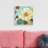 Florals in Blau und Weiß dekoriert Leinwanddruck (Insitu (Wohnzimmer))