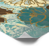 Florals in Blau und Weiß dekoriert Poster (Ecke)