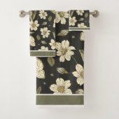 Florals Ivory, Olive mit Schmetterlingen Badhandtuch Set (Insitu)