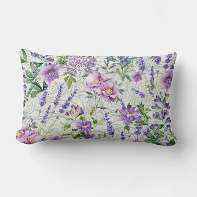 Florals Lavender, Mauve, Foliage Throw Kissen (Vorderseite)