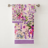 Florals Mauve, Rosa, Blau Badhandtuch Set (Insitu)