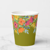 Florals mit Aquarellen auf Grün Pappbecher (Vorderseite)