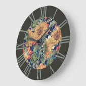 Florals mit Grenzen Große Wanduhr (Winkel)