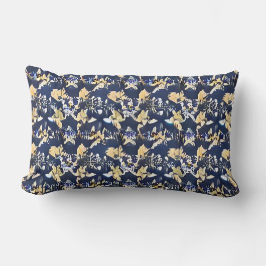 Florals Mitternacht: Eine nocturnale Elegance Lendenkissen (Vorderseite)