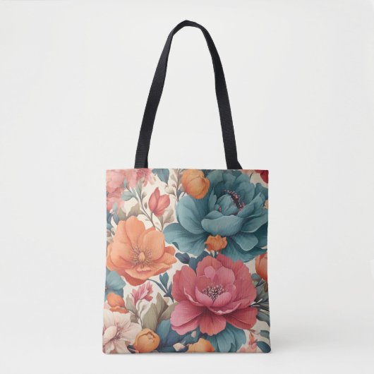 Florals Muster mutierte lebendige Farben Tote Bag Tasche (Vorderseite)