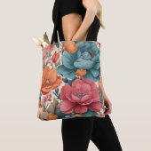 Florals Muster mutierte lebendige Farben Tote Bag Tasche (Von Nahem)