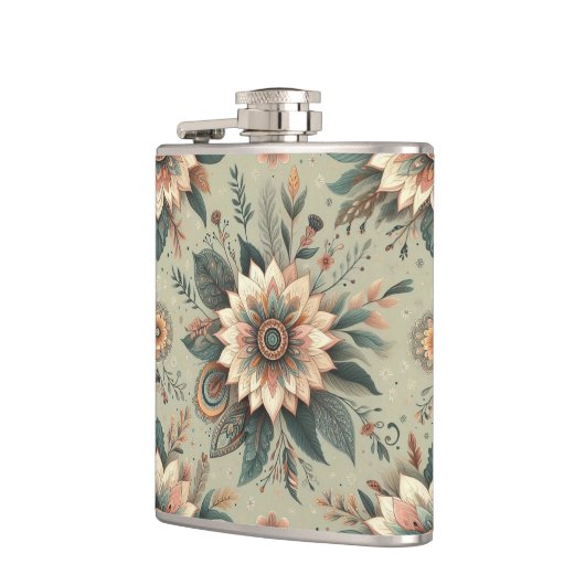 Florals on Sage Flachmann (Links)