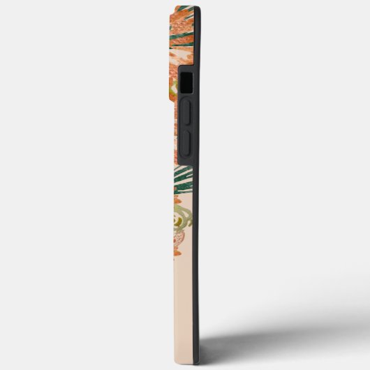 Florals Peach Gold Mit Monogramm Case-Mate iPhone Hülle (Rückseite / Links)