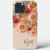 Florals Peach Gold Mit Monogramm Case-Mate iPhone Hülle (Rückseite)