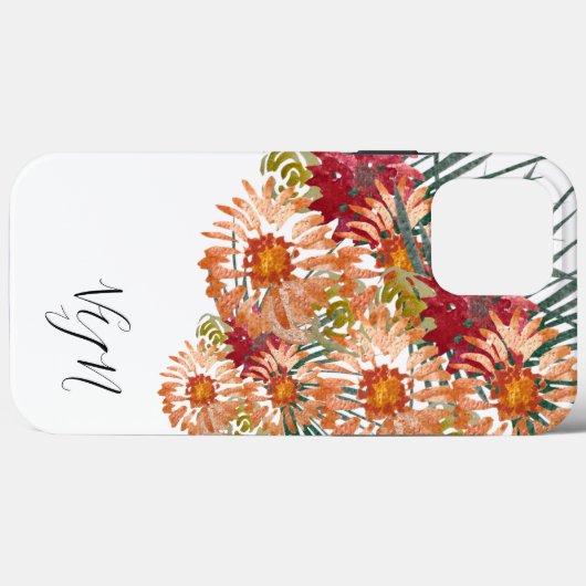 Florals Peach Gold Mit Monogramm Case-Mate iPhone Hülle (Rückseite (Horizontal))