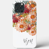 Florals Peach Gold Mit Monogramm Case-Mate iPhone Hülle (Rückseite)