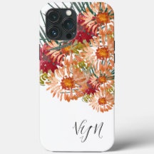 Florals Peach Gold Mit Monogramm