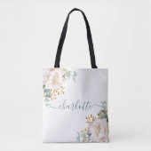 Florals Peony Eucalyptus Monogram Bridesmaid Tasche (Vorderseite)