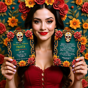 💀 🎉 Florals & Phantoms, die Día de los Muertos Einladung