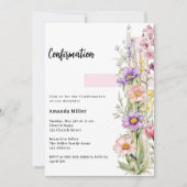 Florals pink cross girl Bestätigung Einladung (Vorderseite)